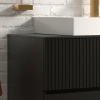 jasmine 1300 fluted black wall vanity with white basin 1 side unit