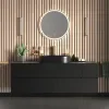 Product Image for 1600mm Black Wall Hung Vanity Unit with Countertop, Black Marble Sink & Two Side Units 