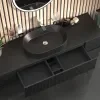 Product Image for 1600mm Black Wall Hung Vanity Unit with Countertop, Black Marble Sink & Two Side Units 