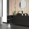 Product Image for 1600mm Black Wall Hung Vanity Unit with Countertop, Black Marble Sink & Two Side Units 