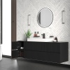 jasmine 1600 fluted black wall vanity with white basin two side units