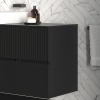 jasmine 1600 fluted black wall vanity with white basin two side units