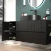 Product Image for 1300mm Black Wall Hung Countertop Vanity Unit with Black Sink & Two Side Units 