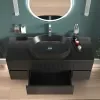 Product Image for 1300mm Black Wall Hung Countertop Vanity Unit with Black Sink & Two Side Units 
