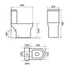 Dimensions line drawing of Classic White Close-coupled Parma Toilet with Soft-close Seat